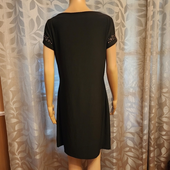 White House Black Market Black Studded Short Sleeve Dress Size M - Picture 4 of 12